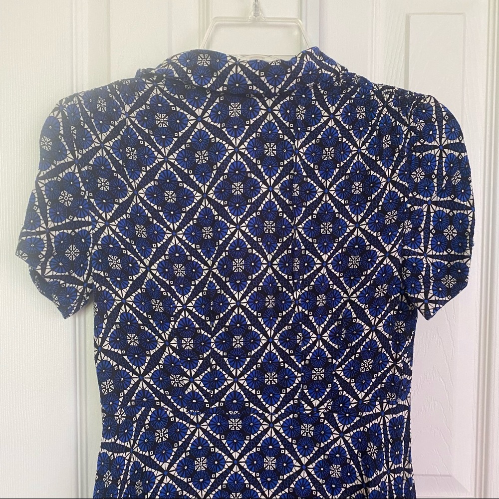 Free People Melody Print Mini Blue Shirt Collar Swing Babydoll Dress Size 0 - Picture 8 of 10